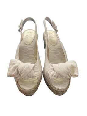 Naturalizer Womens Bettina Slingback Heels Wedge Sandals White Size 8.5M NIB